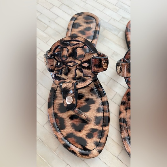 Tory Burch MILLER PRINTED PATENT SANDAL 7.5 Classic Leopard - Picture 10 of 12